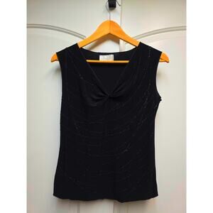Geri C. NY Black beaded Y2k shirt ~sz 4~